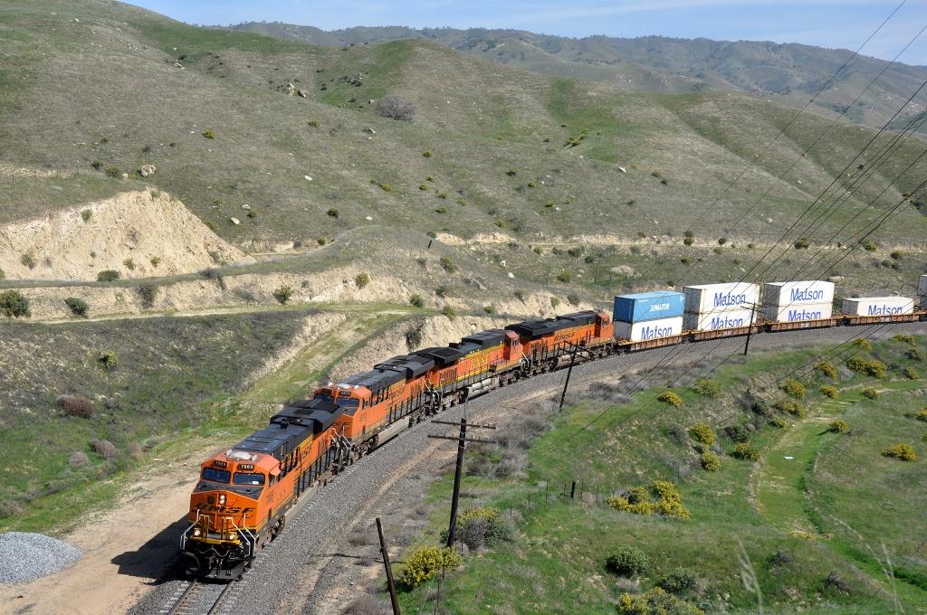 Eastbound stack train prepares to enter Tunnel 2